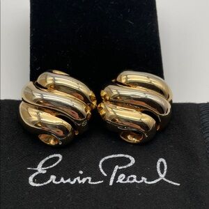 Erwin Pearl Gold and Silver Wave Earrings